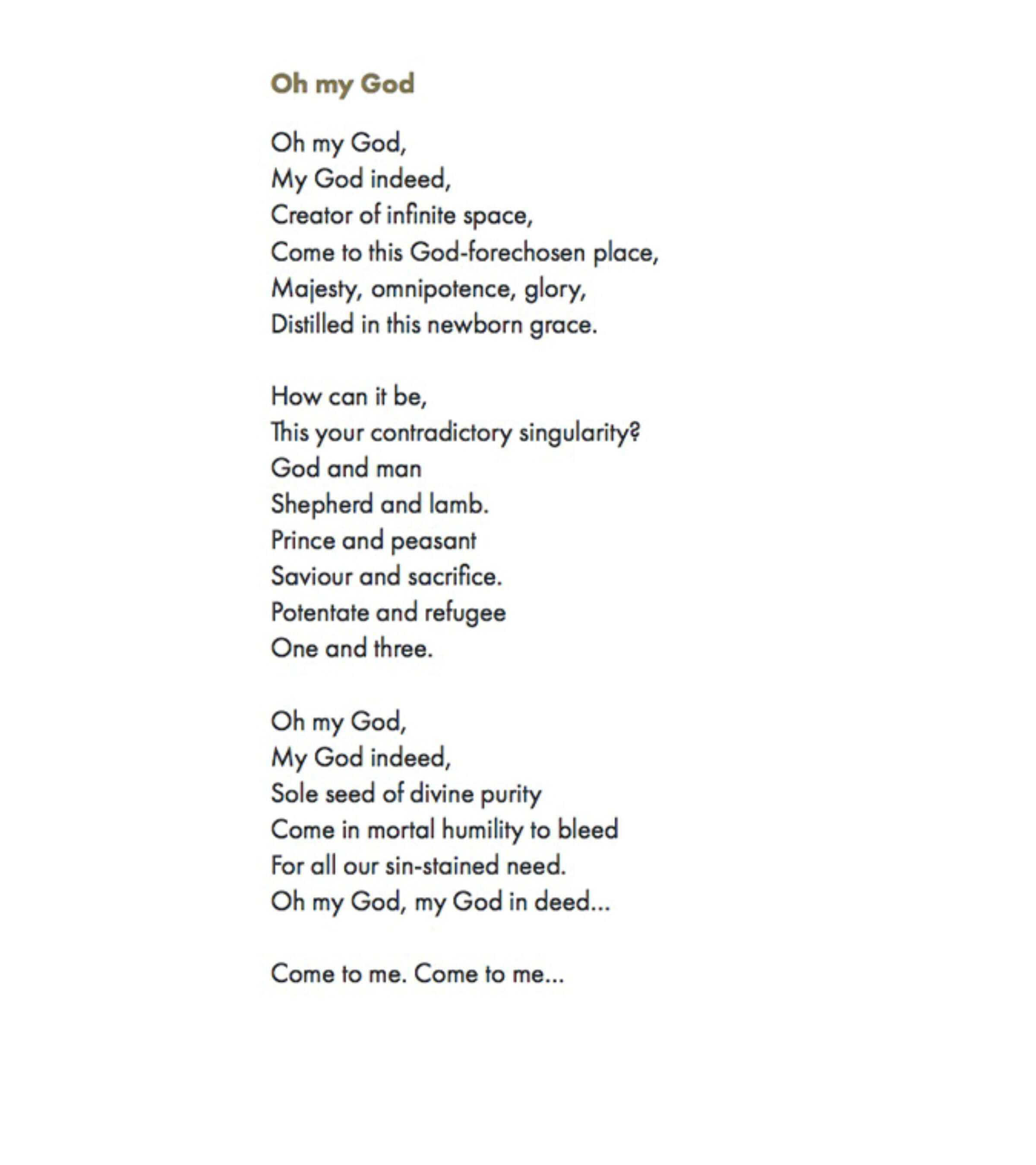 Christianity Advent week 4 - Oh my God poem